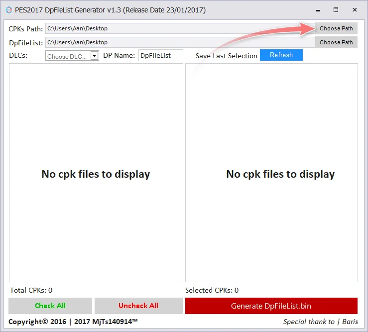 dpfilelist generator window